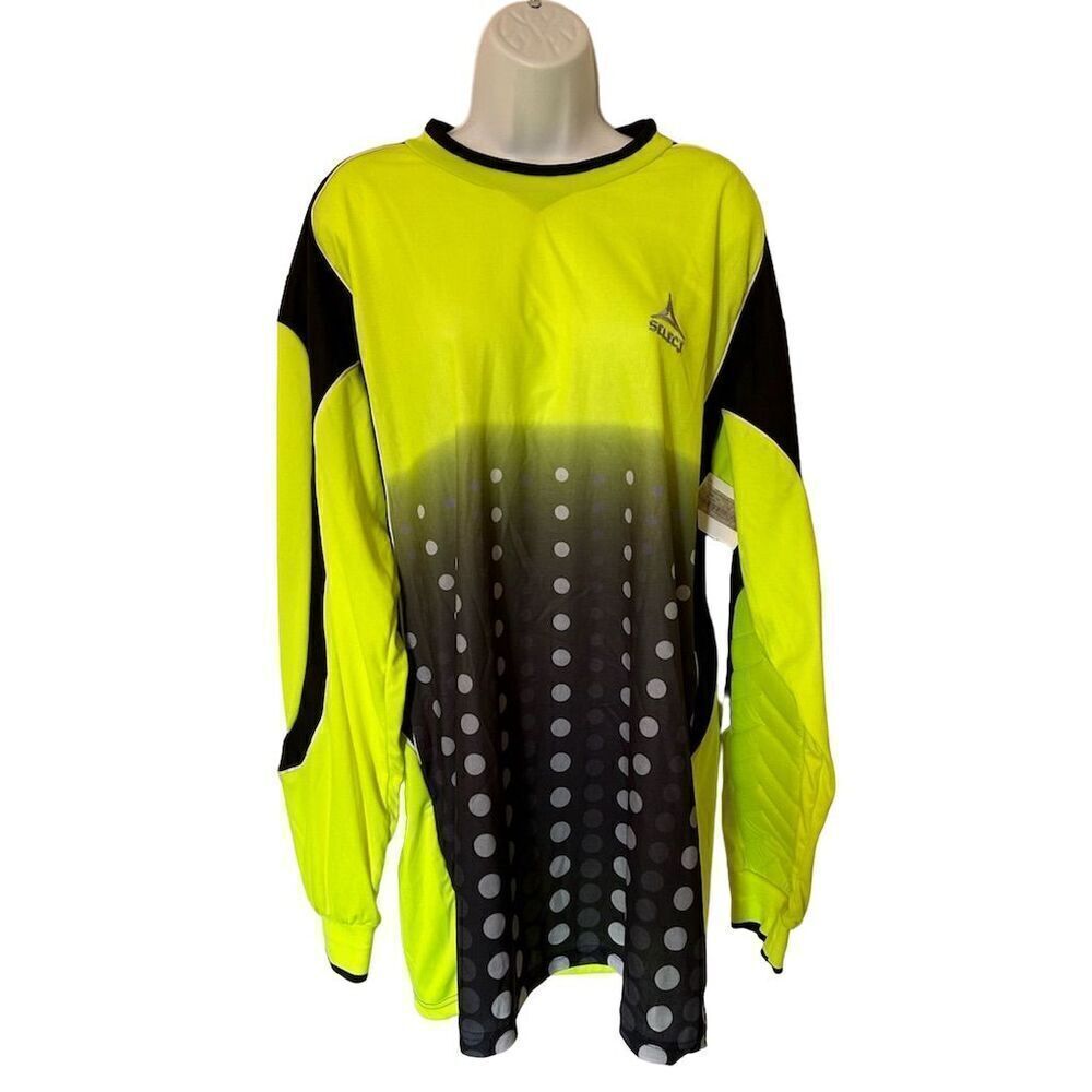 Select Soccer Goalie Jersey Long Sleeve Neon Yellow Black Unisex Sz AXL NWT